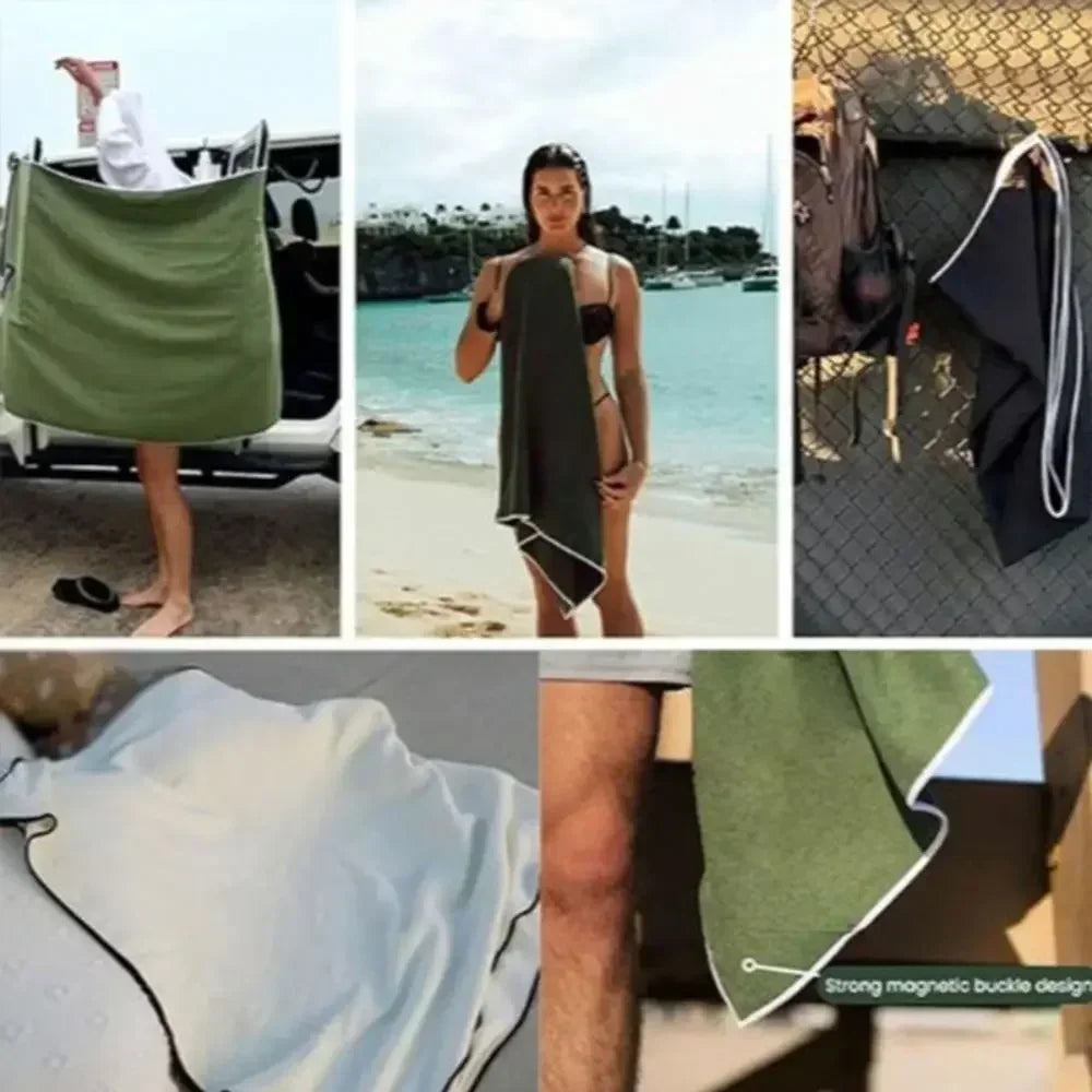 Magnetic Bath Towel Multifunctional Outdoor Magnet Towels Quick Drying Beach Towel for Surfing Swimming Changing Clothes